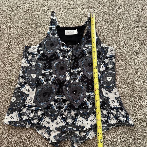 A.L.C. black, white & blue silk button front tank top size S - Picture 10 of 12